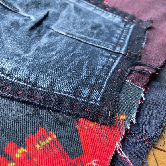 Acid Washed Black & Grey jeans with Metallic silver and CRIMSON Rose Tie Dye - Picture 14 of 17